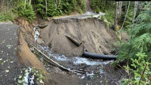 Road washout and culvert damage at MP 33.9 on the 29 Road, (A Rd.) USFS Photo