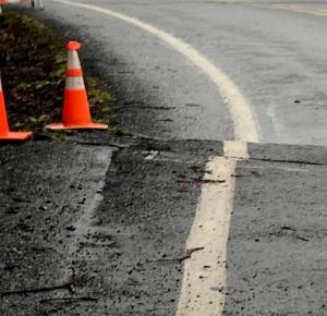 Damaged roadway near Neah Bay. WSDOT photo