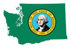 State of Washington flag map isolated on a white background, U.S.A.
