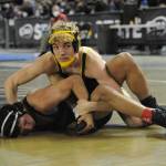 It was a season-ending injury for one of Forks top wrestlers as he appeared to be winning this match against Kevin Sanabria of Tonasket. Sanabria went on to place second at state in the 145 lb class. Jake Weakley (top) had entered the state championships as number one in the region. His injury against Sanabria ended his quest for a state championship.