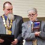 Incoming President (ER) Mike Leavitt was also recognized as officer of the year by outgoing (PER) Lynne Barnes. Submitted Photos