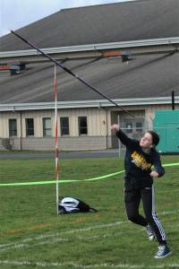 Spartan Payton Johnson throws the Javelin Thursday, March 31 at Forks High School in this multi-school track and field meet. Photo by Lonnie Archibald