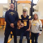 Spartan football coach Trevor Highfield, Dalton Kilmer, and his mom Alissa Kilmer. Photo Christi Baron