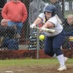 Spartan Nicole Winger bunts during a doubleheader played Tuesday, May 3 at the Fred Orr Memorial Park in Beaver. Forks took both games 17 to 0 and 28 to 0 against Chief Leschi of Puyallup. Photos by Lonnie Archibald