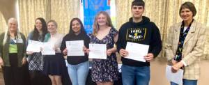 Sue Trettevik on left and Rosemary Sternbeck far-right, SIORF scholarship committee, are pictured with this years scholarship recipients: Isabelle Cavill, Sarah Curtis, Maribel Davila-Greene, Kyrissa Duncan, and Austin Graham. Not pictured: Victoria Donoghue, Holly Hillcar. Submitted Photos