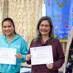 SIORF scholarship committee members Sue Trettevik (left) and Rosemary Sternbeck (right) presented scholarships to former Forks graduates currently in college: Kayci Trettevik and Savannah Meyerss mom Jananne. Not pictured: Emily Adams, Arsenio Bravo-Cruz, Keli Doyle, Karen Ensastegui, Cecilia Estrada, Brenna King, Natalie Lauche, Chloe Leverington, Blanca Silva, and Guadalupe Silva.
