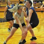 Spartan Kadie Wood drives against the Loggers.