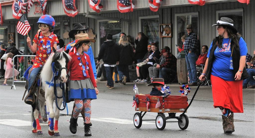 A pony! was in the Kiddies Parade, organized by the Forks Emblem Club.