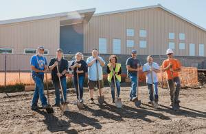 Spartan Stadium Replacement Project Groundbreaking (Pictured from left to right): Mike Reaves - School Board Member, Kevin Hinchen - School Board Member, Shannon Dahlgren – School Board Member, Bill Rohde – School Board President, Diana Reaume – Superintendent, Bill Henderson – Maintenance Director, Kyle Weakley – Assistant Superintendent, Athletic Director, and Jacob Debray, Interwest Construction, Inc (ICI) Superintendent of Project (Not pictured, Ron Hurn – School Board Member and Bob Lindstrom, BLRB Architects).