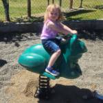 Public Works employee Kaleb Blantons little sister Aamanda was the first to test out the new Frog Spring Rider! Submitted photo