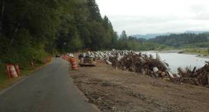 Engineered log jams along the Upper Hoh Road. Photo Christi Baron