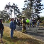 Deputy Chief Adam Campbell talked with neighbors about the 1, 2, and 3s of responding during a fire emergency. Submitted photos
