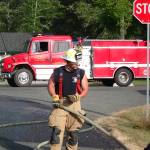 Deputy Chief Adam Campbell oriented the neighbors about proper procedures if a fire breaks out.