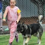 Hannah Rasmussen in competition walking Sampson.