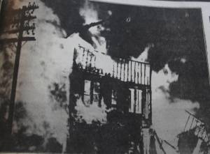 The Fitzpatrick Hotel and Tavern go up in flames on St. Patricks Day March 17, 1947. Photo Archie Murray