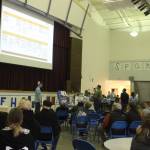 Auctioneer Josh Goakey moves the bidding along on Sunday afternoon at the FHS Commons. Photo Christi Baron