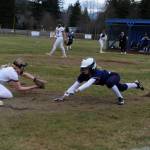 Kadie Wood makes the play at third for the out. Photos Lonnie Archibald