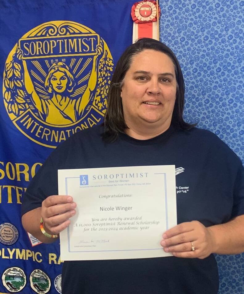Soroptimist Renewal Scholarship recipients: Natalie Lausche, Kayci Trettevik, and Nicole Winger (all unable to attend Awards Night). Pictured: Jolene Winger accepted her daughter Nicoles certificate. Nicole also received a Cindy Mesenbrink Education Scholarship along with Madelyn Archibald (not pictured).
