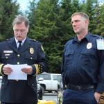 Superintendent Speer reads off the many positive qualities exemplifying OCC Correctional Officer of the Year Jason Huelsdonk. Photo Christi Baron