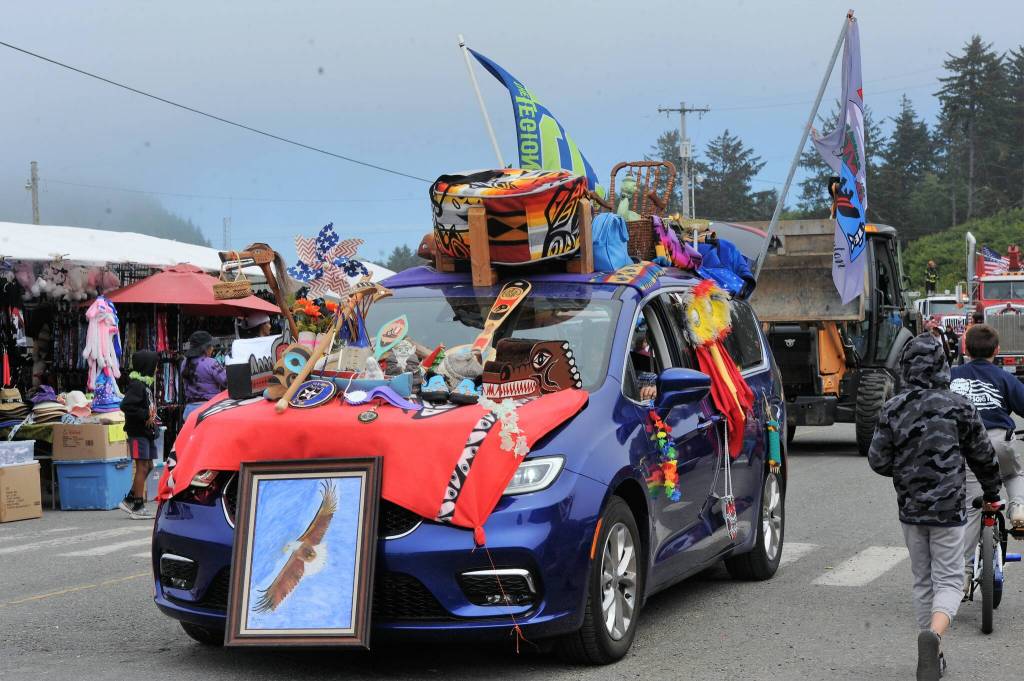This was Roger Jacksons colorful entry to the Quileute Days parade Saturday. Photo by Lonnie Archibald