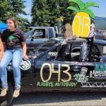 Shawn Potter took 1st Place in the main heat driving the same car that Kaidence Rigby drove in the Powder Puff Heat. Shawn and Kaidance are seen here with demo car #043. Submitted Photo