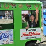 Kalena Poilitte enjoyed the ride on the WEB & PA train as it circled the Forks Elks Club. Photo by Lonnie Archibald