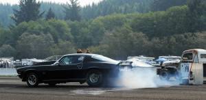 Cary Bourm of Forks moves to the starting line in his 73 Chevy. Photo by Lonnie Archibald