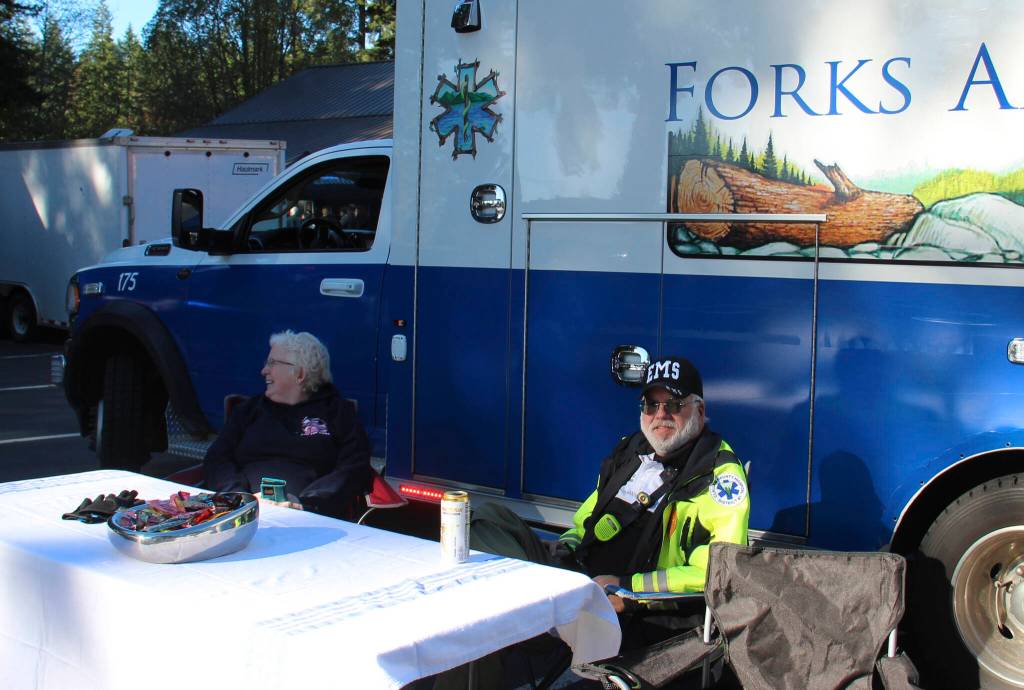 The Forks Ambulance crew has had a busy summer, for a bit of humor …is that a bedpan full of candy??!!