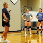 Spartan volleyball Coach Jenn LeDuke shown during practice was picked as the coach of the year. Photo by Lonnie Archibald