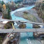The girders that will form the new Elwha River Bridge have been placed. WSDOT photo