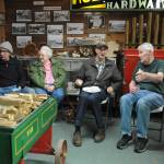 Richard Halverson shares a story at the Forks Timber Museum on Tuesday, Dec. 19. Shirley Sharpes listens while Bruce Paul and Tom Rosmond share a conversation. Halverson and Rosmond are on the Timber Museum Board. The Museum Board held its last meeting of the year at the Museum before hosting the West End Historical Society for lunch. Photos Lonnie Archibald