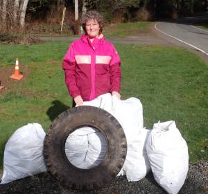 Litter pickup volunteer, Lisa Burnett, with a 2-day collection. She picked up litter along the roadway near her home in Clallam Bay. Submitted photos