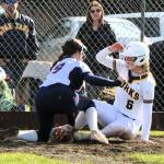 Spartan Molly Hampton was safe at home during the first game of the double header with Pe Ell. Photo byLonnie Archibald.