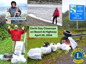 Clallam Bay Sekiu Lions sponsored Earth Day Cleanups both near the surf and on the turf. Submitted photo