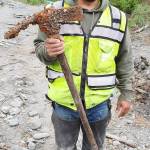 Jose took the time to contact several Clallam County historical entities before deciding to inquire if the Forks Timber Museum would like to put the gravel-encrusted tool on display. Submitted photos