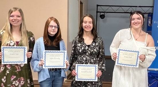 Hull Family Foundation Scholarship winners: Erame Tost, Rylee Kennedy, Kendall Marshall, and Rowan Ball.