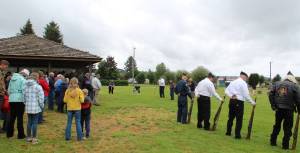 A good-sized crowd joined in a moment of prayer as they came out to remember those lost while in service to our country. Photo Christi Baron