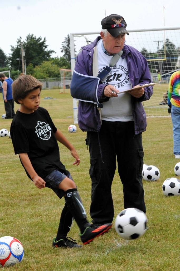 At age seven, Oscar Huskins makes contact.