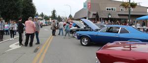 Cars lined Forks Avenue Saturday night as people checked them out.