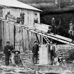 Hop House early 1900s- The first settlers to the Forks Prairie did not come for logging. Hops were one of the main crops. Merrill Whittier was one of the first white settlers/farmers and is seen here standing next to the dog near the center of photo. Also in the photo and sitting on the left bottom is John Sutherland, believed to be one of the first white settlers to see Lake Sutherland (named after him) and Lake Crescent. This structure once stood on the east side of main street near where the Forks Motel is today. Boyd Rupp Photo
Hop House early 1900s- The first settlers to the Forks Prairie did not come for logging. Hops were one of the main crops. Merrill Whittier was one of the first white settlers/farmers and is seen here standing next to the dog near the center of photo. Also in the photo and sitting on the left bottom is John Sutherland, believed to be one of the first white settlers to see Lake Sutherland (named after him) and Lake Crescent. This structure once stood on the east side of main street near where the Forks Motel is today. Boyd Rupp Photo