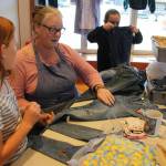 Patsy Brown demonstrates some patching of denim …at the RAC on Saturday.