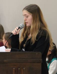 Aliya Gillett was the Master of Ceremonies for the annual School Veterans Assembly.