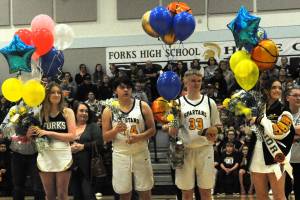 Seniors from left Jaiden Hoban, David Ward, Ayden Johnson, and Aliyah Gillett were among those honored during senior Night.