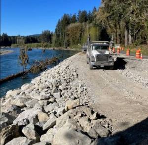 With the recent good weather, the Upper Hoh Road washout repair is coming right along. Paving was to happen this week.
Photo Jefferson County