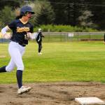 Photo by Lonnie Archibald
Spartan Chloe Gaydeski rounds third after hitting the ball over the fence for a home run in the second game of the double header. Gaydeski went 2 for 4 hits in the first game and 3 for 3 in the second.
