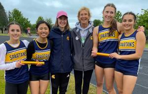 Submitted photo
Excited 4x4 League Champions, Morrison, Luong, Williams, Hestand, and a new PR, with Coaches Kari and Pam.