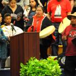 Photo by Lonnie Archibald
After the National Anthem, Quileute Tribal members offered the Honorary Song.