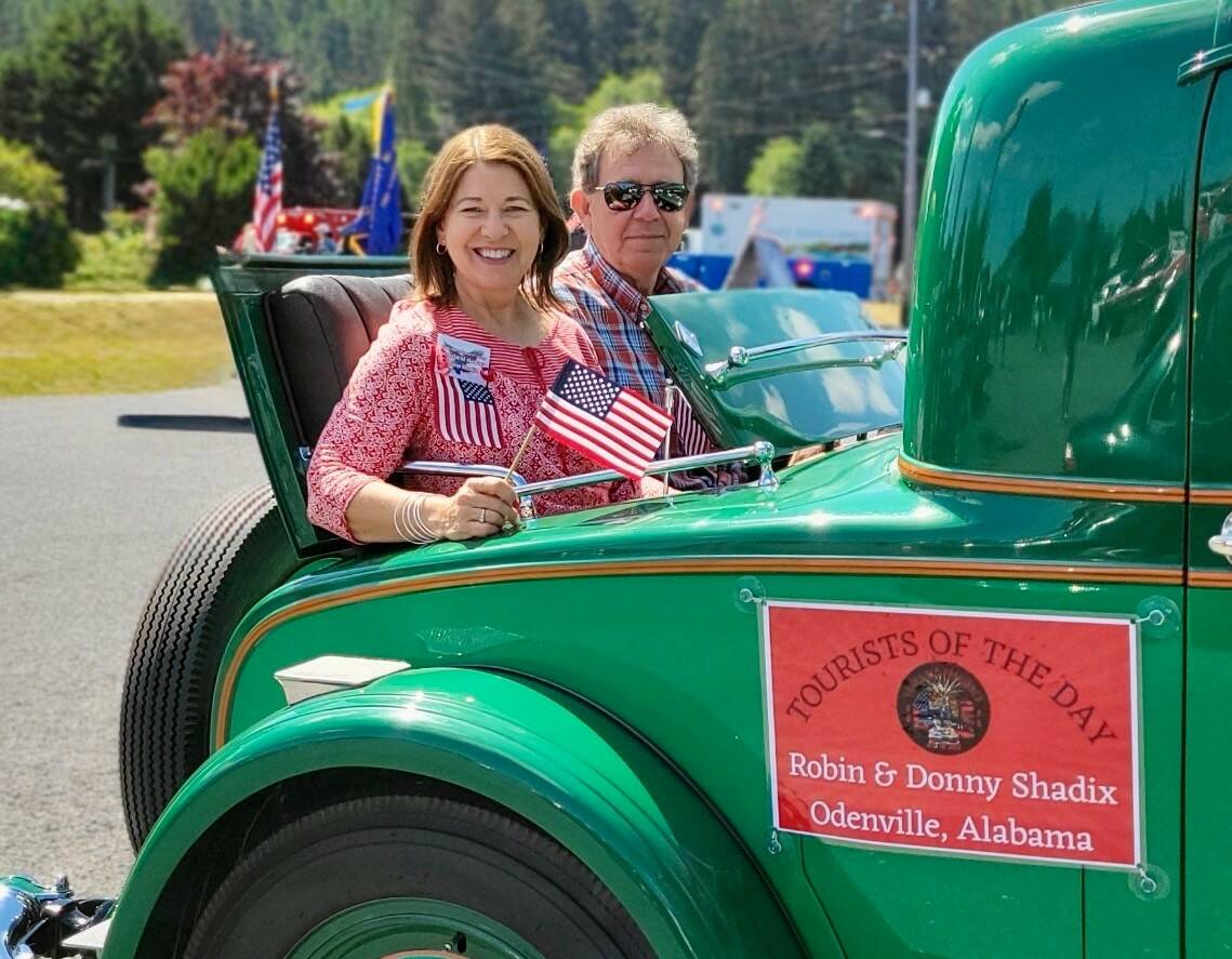 Tourists of the Day, Robin and Donny, took a ride in the rumble seat of this 1928 Nash through the 4th of July parade. Their driver was Rene Davis with Munchie Halverson as co-pilot. 
Submitted photo