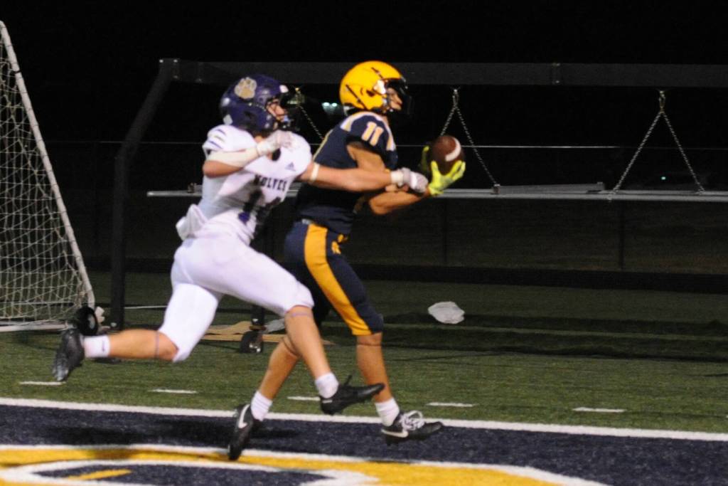 Spartan Cash Barajas pulls in his second passing touchdown of the evening.