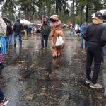 Another dinosaur sighting, along with lots of umbrellas.